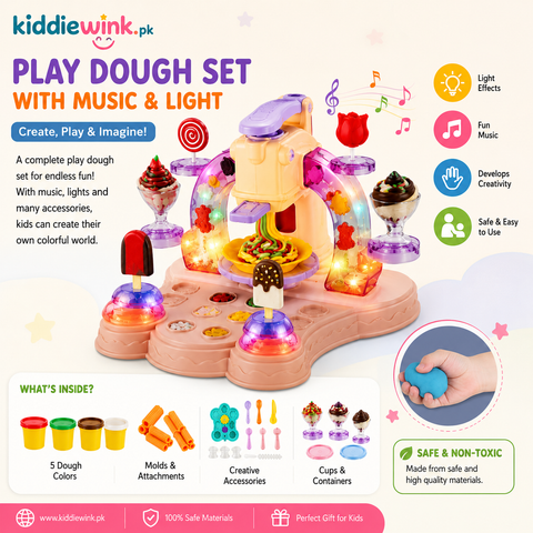 Colorful Ice Cream Clay Maker Play Set with Lights & Music