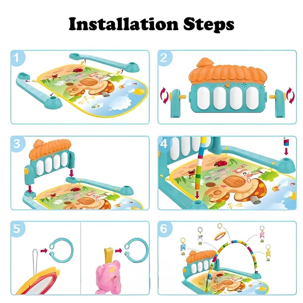 3 - in - 1 Baby Play Piano Gym Mat Fitness Rack Rattle Toy - KiddieWink - Gifts They'll Love