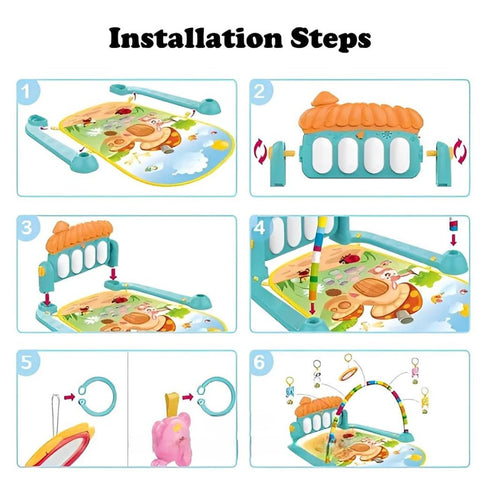 3 - in - 1 Baby Play Piano Gym Mat Fitness Rack Rattle Toy - KiddieWink - Gifts They'll Love