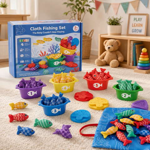 Baby Cloth Fishing Game for Toddlers 22-pcs