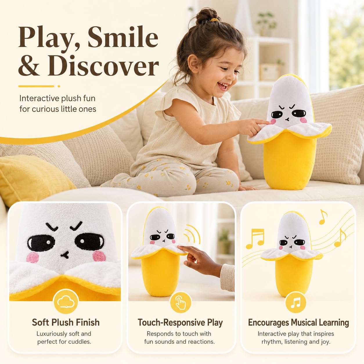 Interactive Singing Banana Plush Toy for Kids – image 7 – KiddieWink