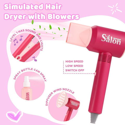 Kids Makeup & Hairdressing Play Set Kit