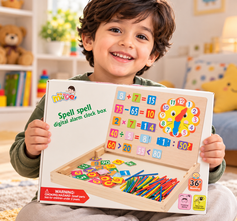 3-in-1 Montessori Math & Clock Learning Activity Board