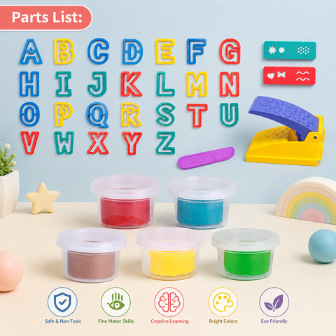 Alphabet Learning Color Dough Set for Kids – Educational Clay & Play Kit