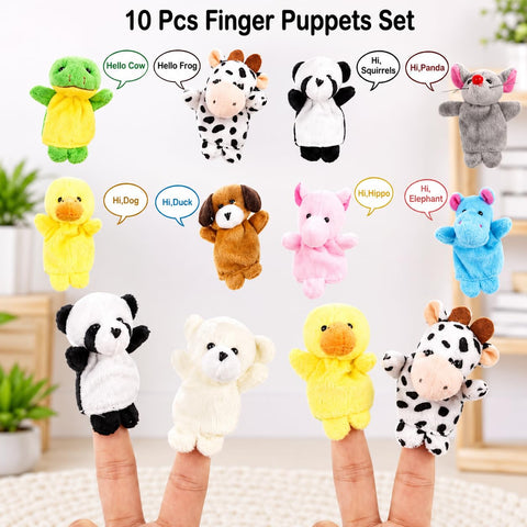 Animal Plush Finger Puppet Toy- 10 Pcs