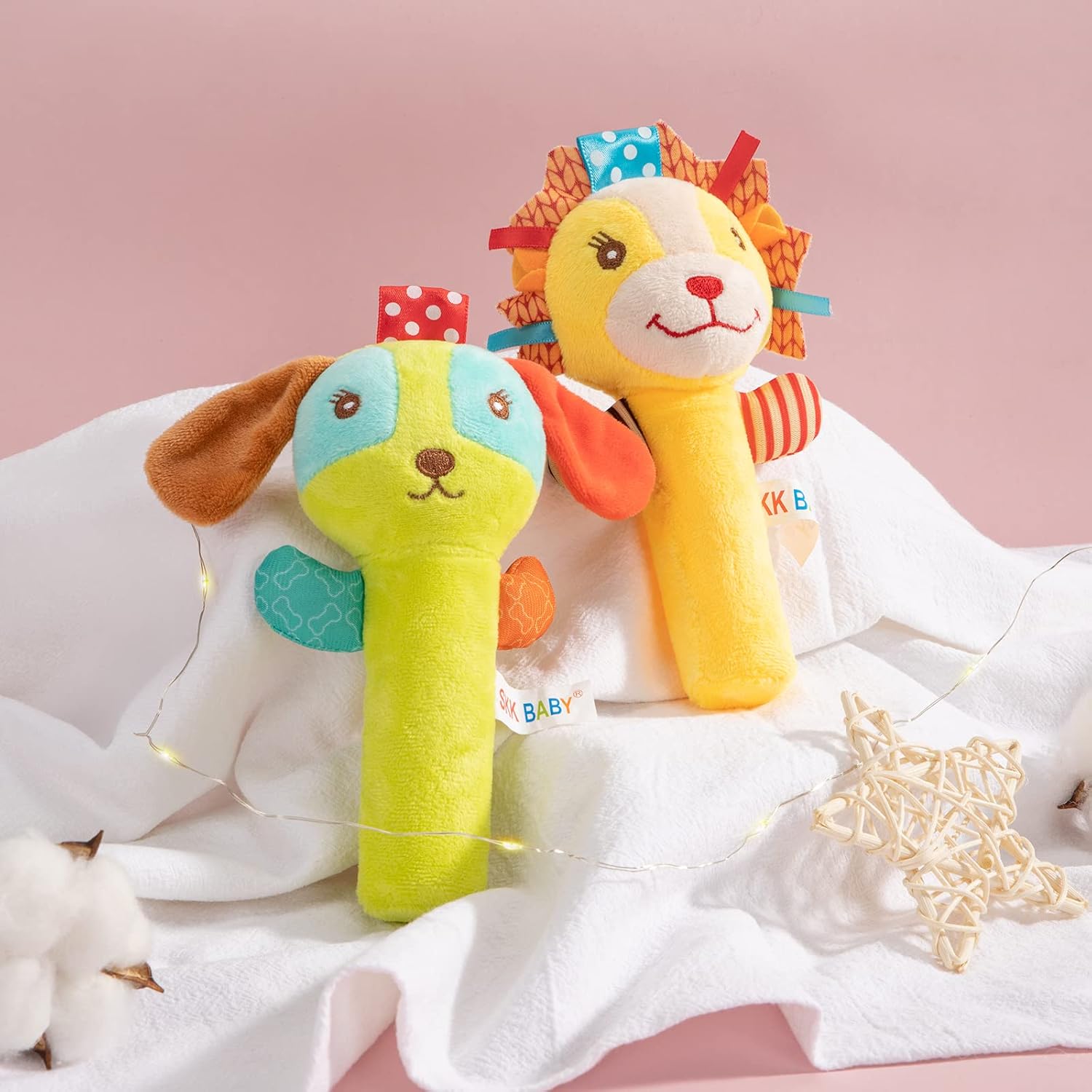 Baby Plush Rattles – Handheld Sensory Toys for Newborns & Toddlers - KiddieWink - Gifts They'll Love