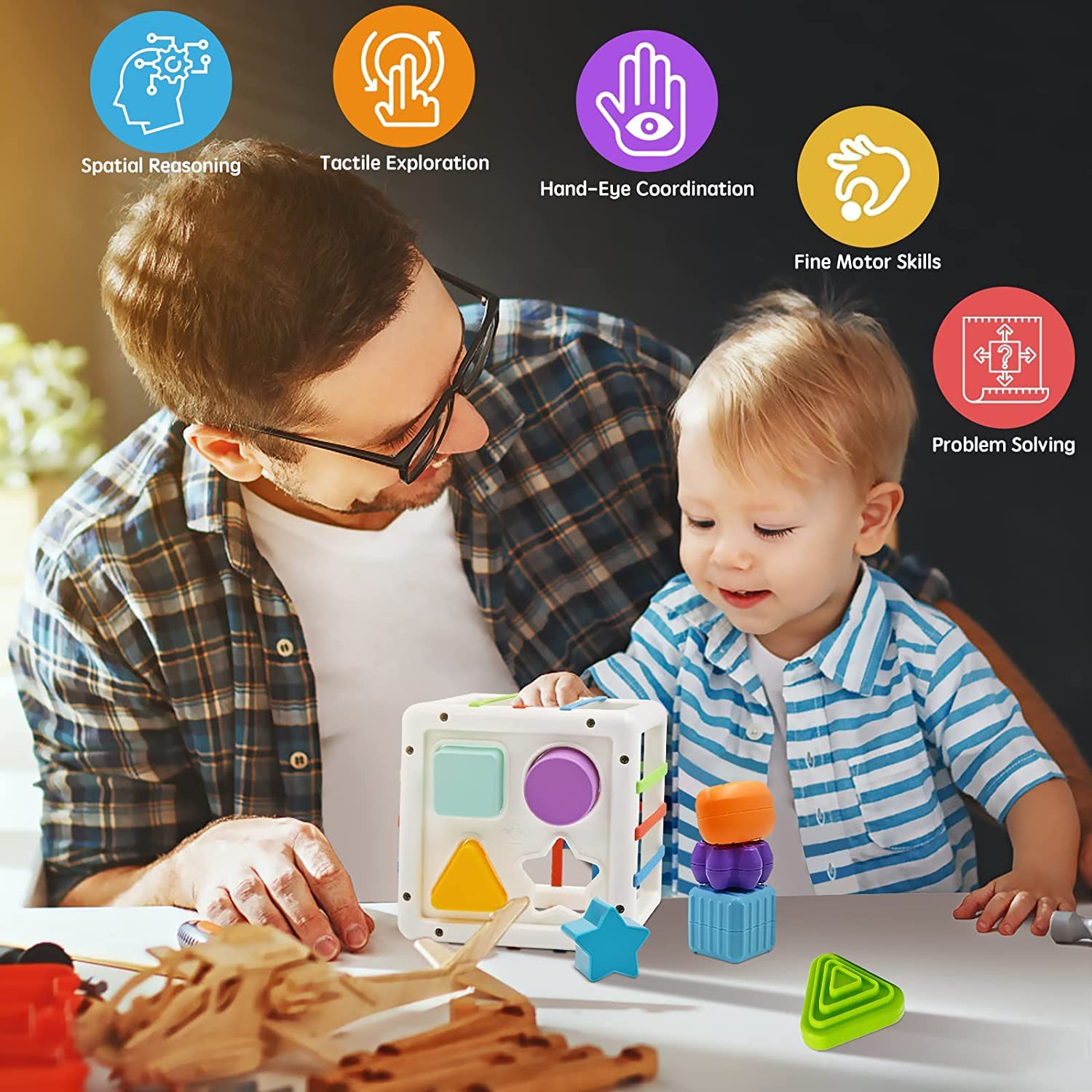 Colorful Sensory Shape Matching Cube For 12+ Months - KiddieWink - Gifts They'll Love