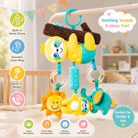 Soft Sloth Baby Crib & Stroller Hanging Toy