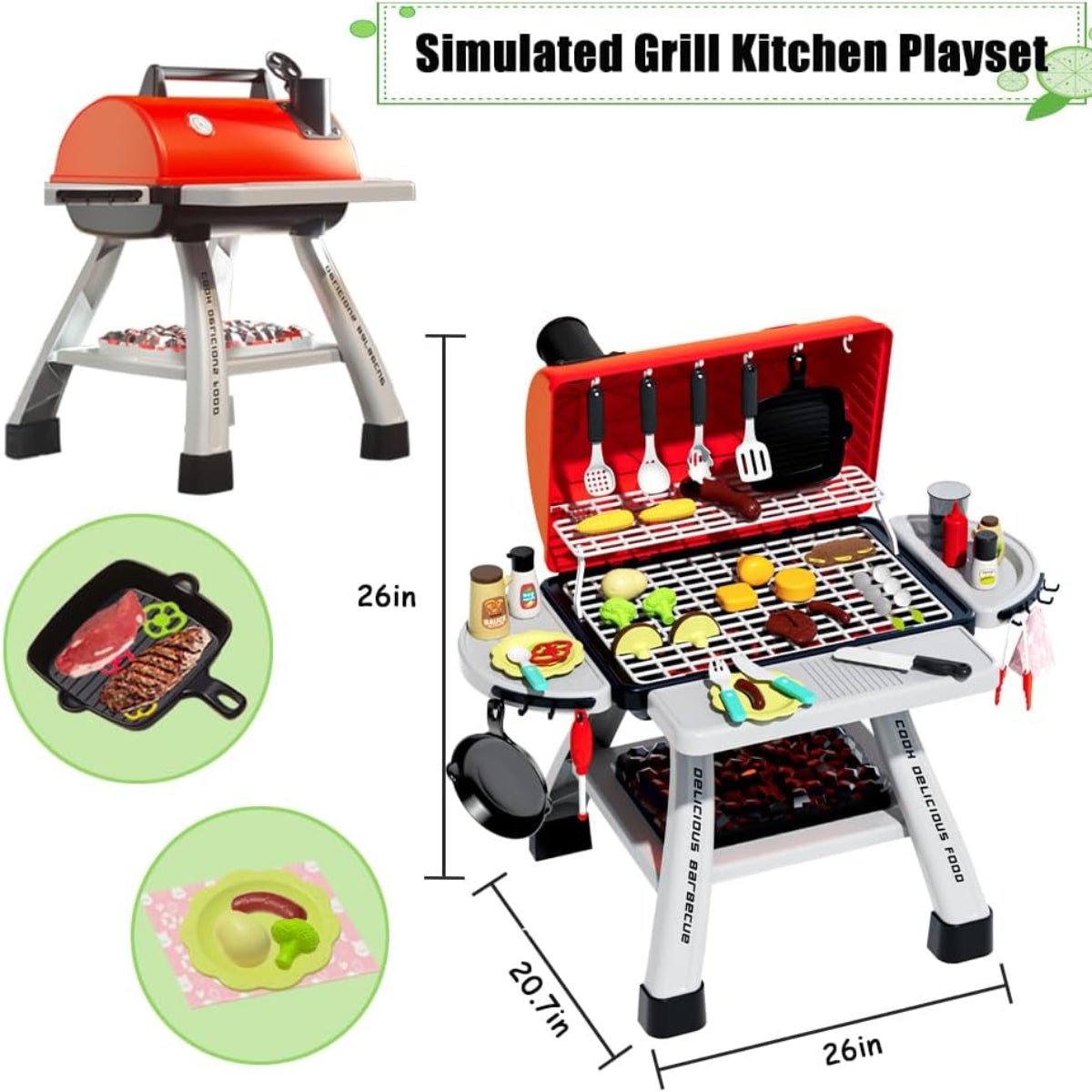 Kids BBQ Grill Set – 41 Pcs With Smoke & Lights - KiddieWink - Gifts They'll Love