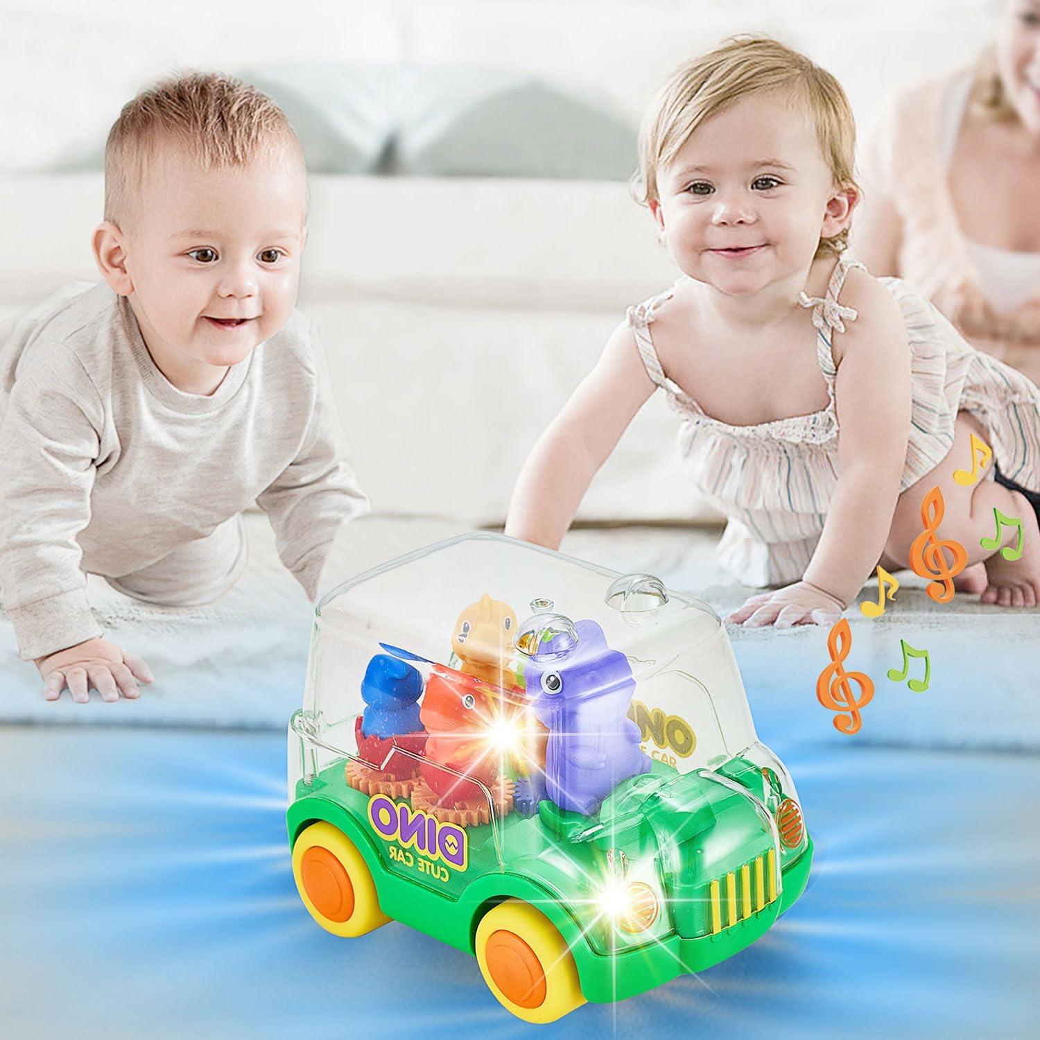 Lightning & Musical Electric Dinosaur Bus For Kids - KiddieWink - Gifts They'll Love