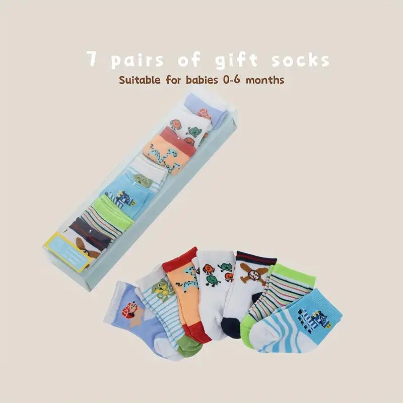Toddler Soft Fabric Socks Pack Of 7 - KiddieWink - Gifts They'll Love