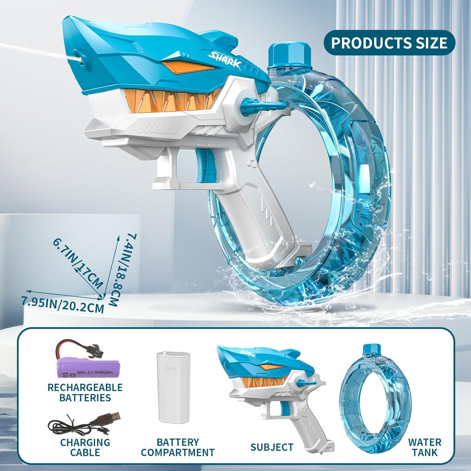 Shark Cartoon Electric Water Gun Toy - KiddieWink - Gifts They'll Love