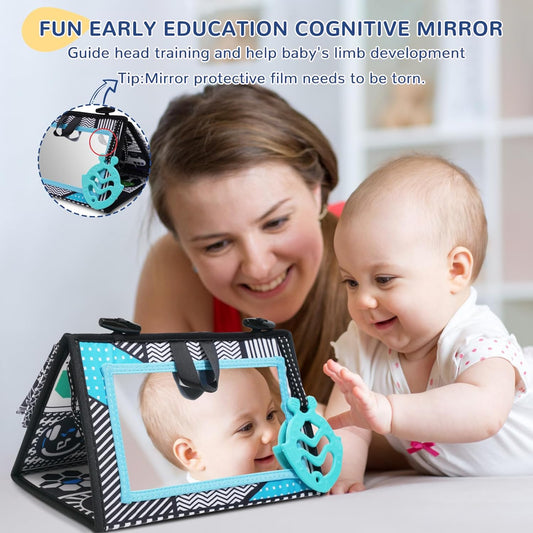 Tummy Time Mirror Sensory Cloth Book For Toddler - KiddieWink - Gifts They'll Love