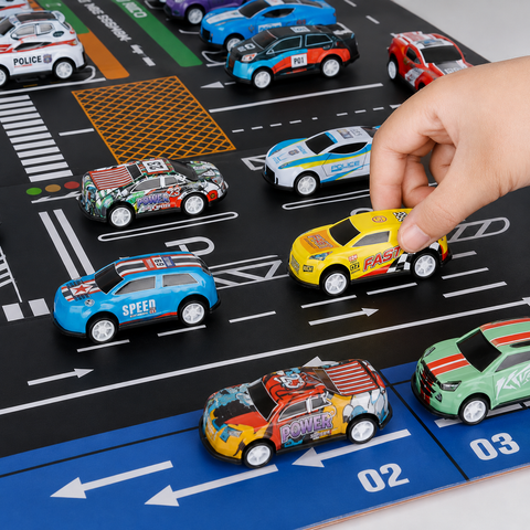 30-Piece Mini Metal Racing Cars with Road Play Mat