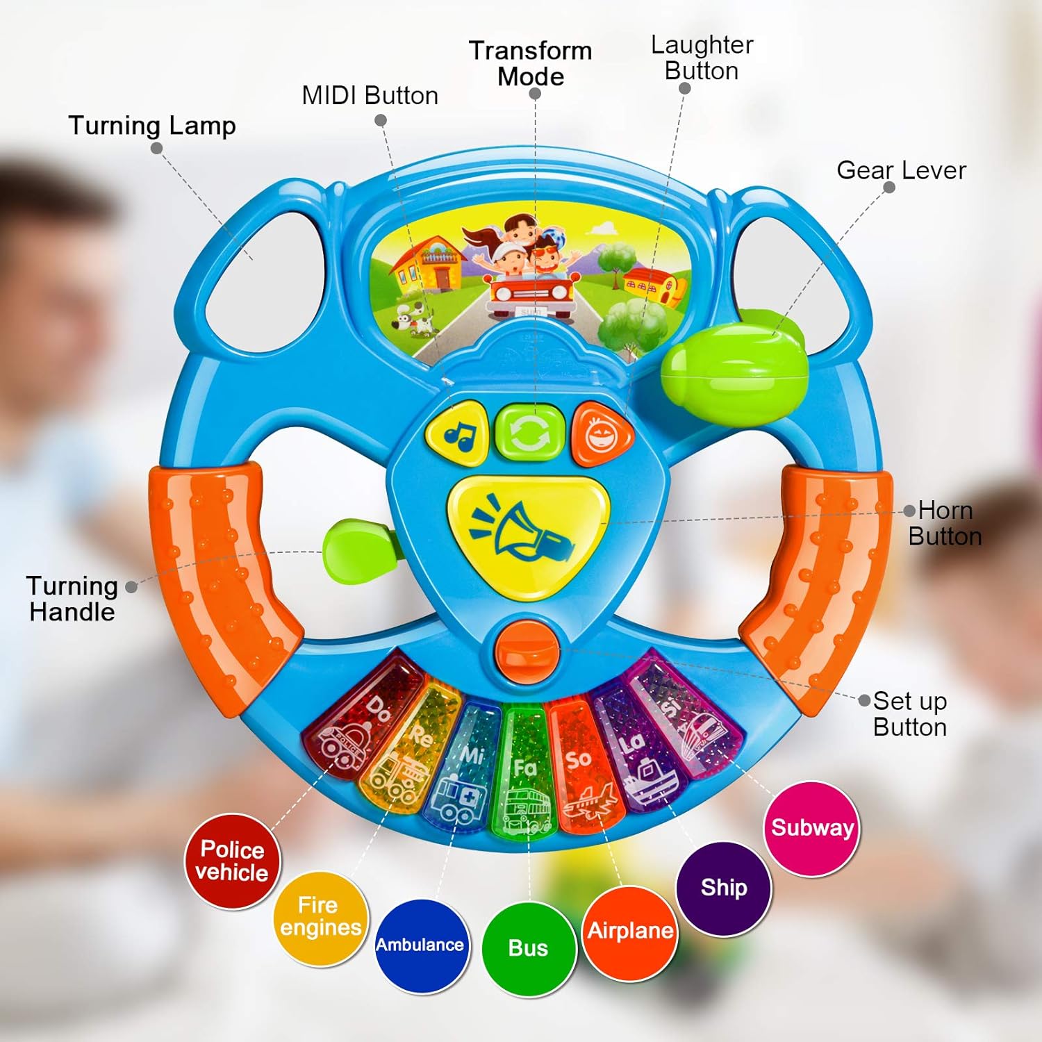 Lightning & Musical Steering Wheel For Kids - KiddieWink - Gifts They'll Love