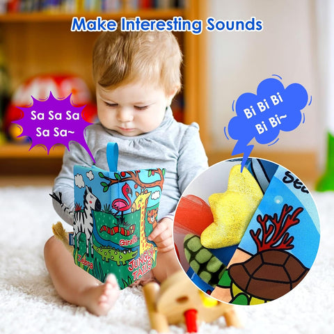 3D Crinkle Animal Tail Cloth Book for Toddlers