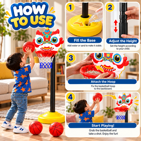 Adjustable Basketball Hoop Set For Kids