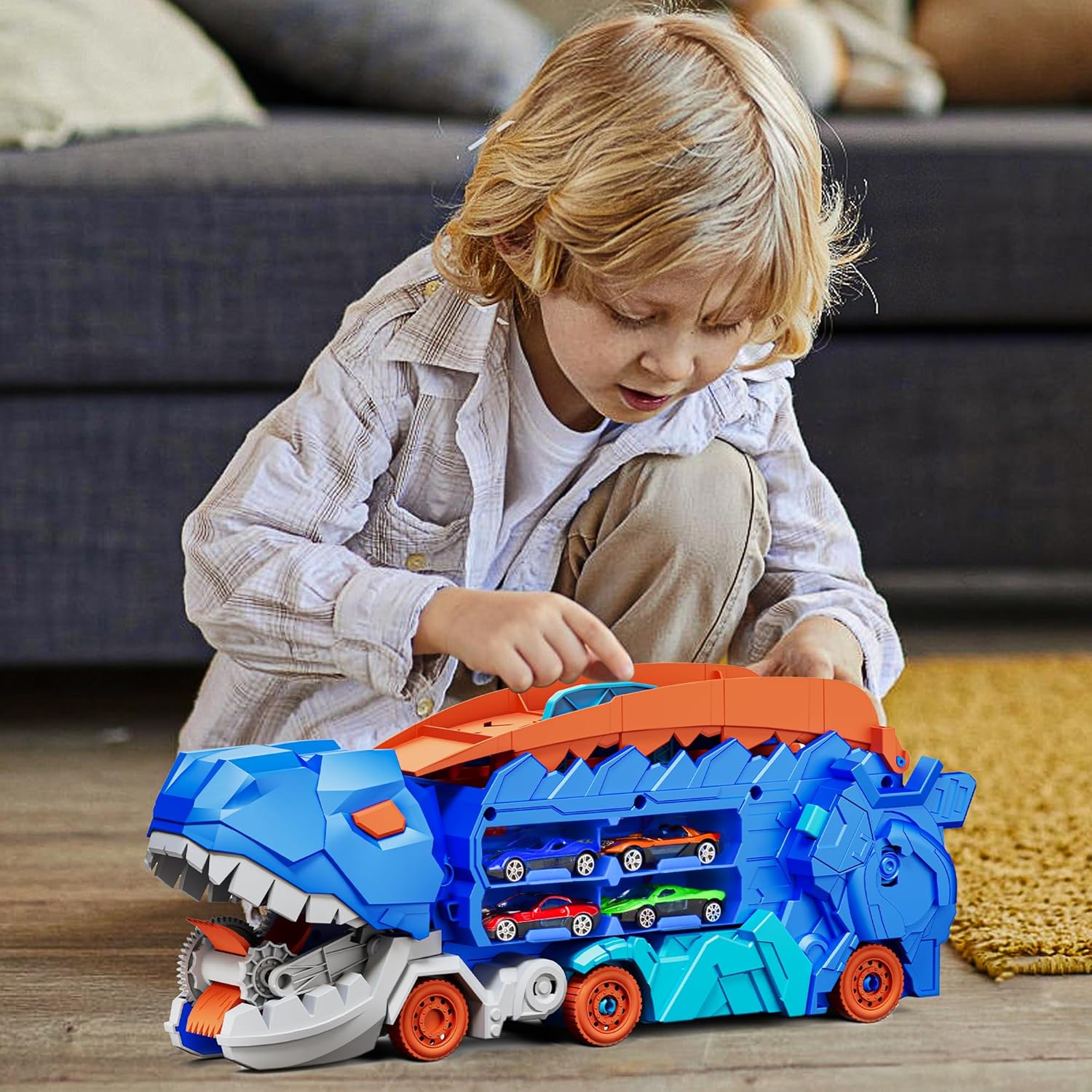 Dinosaur Transport Truck Car Toy For Kids - KiddieWink - Gifts They'll Love