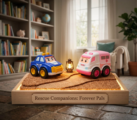 Friction Powered Cartoon Pull Back Vehicle Toy Set