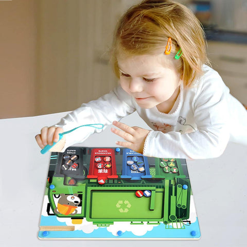 Montessori Garbage Sorter Maze Board Toy For Kids - KiddieWink - Gifts They'll Love