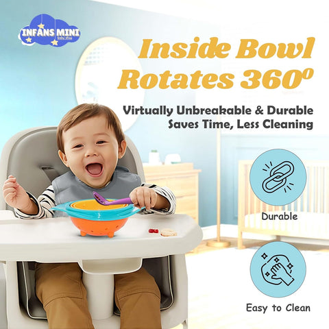 360 Degree Rotate Spill Proof Bowl
