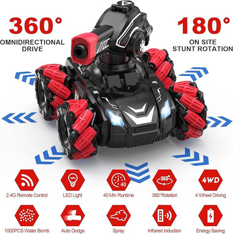 360° Rotating RC Spray Water Bomb Tank For Kids - KiddieWink - Gifts They'll Love