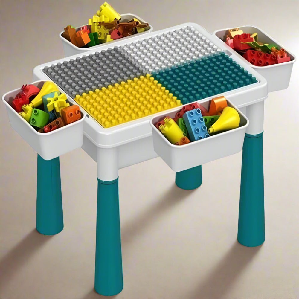6 - in - 1 Multifunctional Dinosaur Block Table with Ball Track – 104 Pcs - KiddieWink - Gifts They'll Love