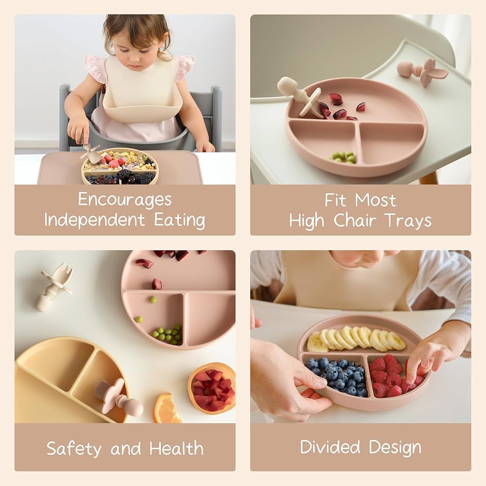 Silicone Suction Plate with Matching Utensils - KiddieWink - Gifts They'll Love