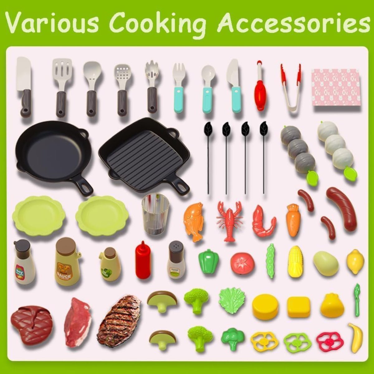 Kids BBQ Grill Set – 41 Pcs With Smoke & Lights - KiddieWink - Gifts They'll Love