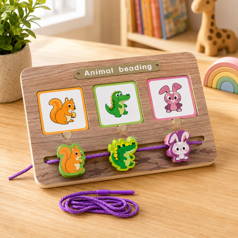 Qiyi Wooden Animal Beading set toy for kids