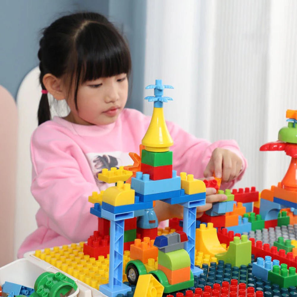 6 - in - 1 Multifunctional Dinosaur Block Table with Ball Track – 104 Pcs - KiddieWink - Gifts They'll Love