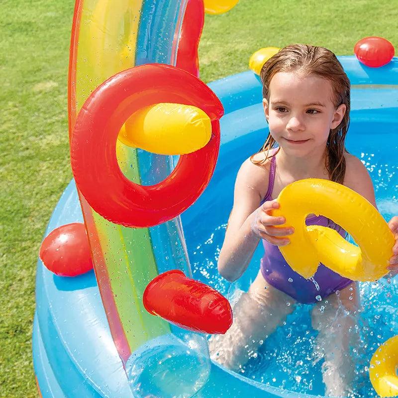 KiddieWink™ Inflatable Rainbow Slide Swimming Pool (2.97m x 1.93m x 1.35m) For Kids - KiddieWink - Gifts They'll Love