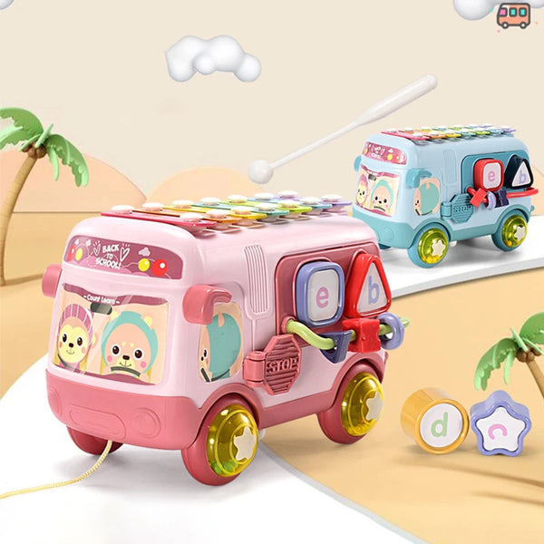 Montessori Cute Bear Baby Musical Bus Toy