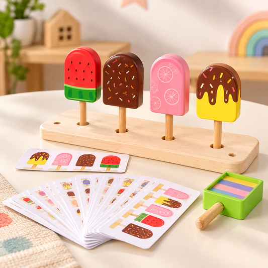 Wooden Ice Cream Sorting & Matching Toy – image 1 – KiddieWink