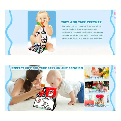 Tummy Time Mirror Sensory Cloth Book For Toddler - KiddieWink - Gifts They'll Love