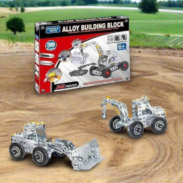 Alloy Construction Truck Building Blocks Playset (242 Pcs)