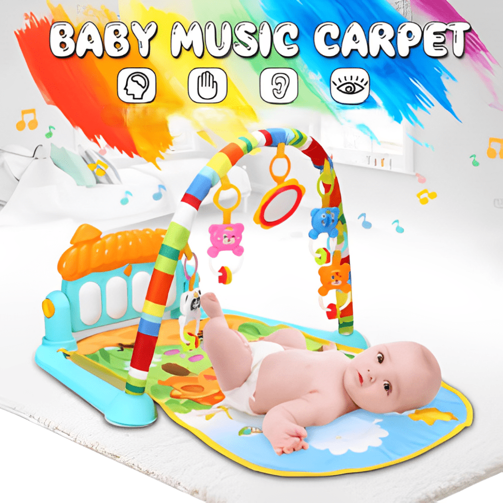 3 - in - 1 Baby Play Piano Gym Mat Fitness Rack Rattle Toy - KiddieWink - Gifts They'll Love