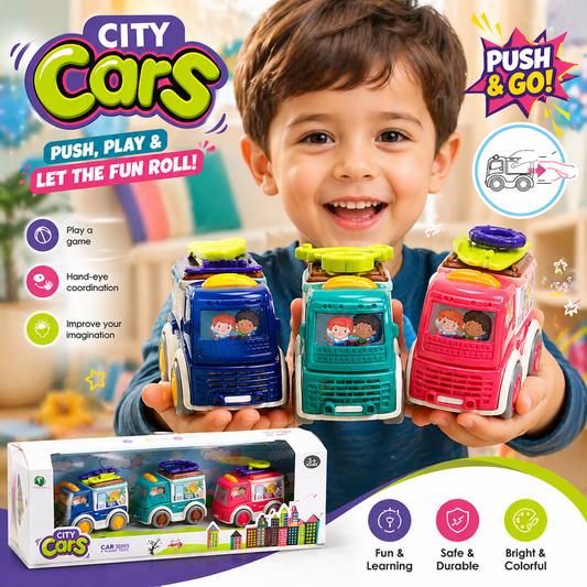 3Pcs Mini ABS Inertial City Cars Set
