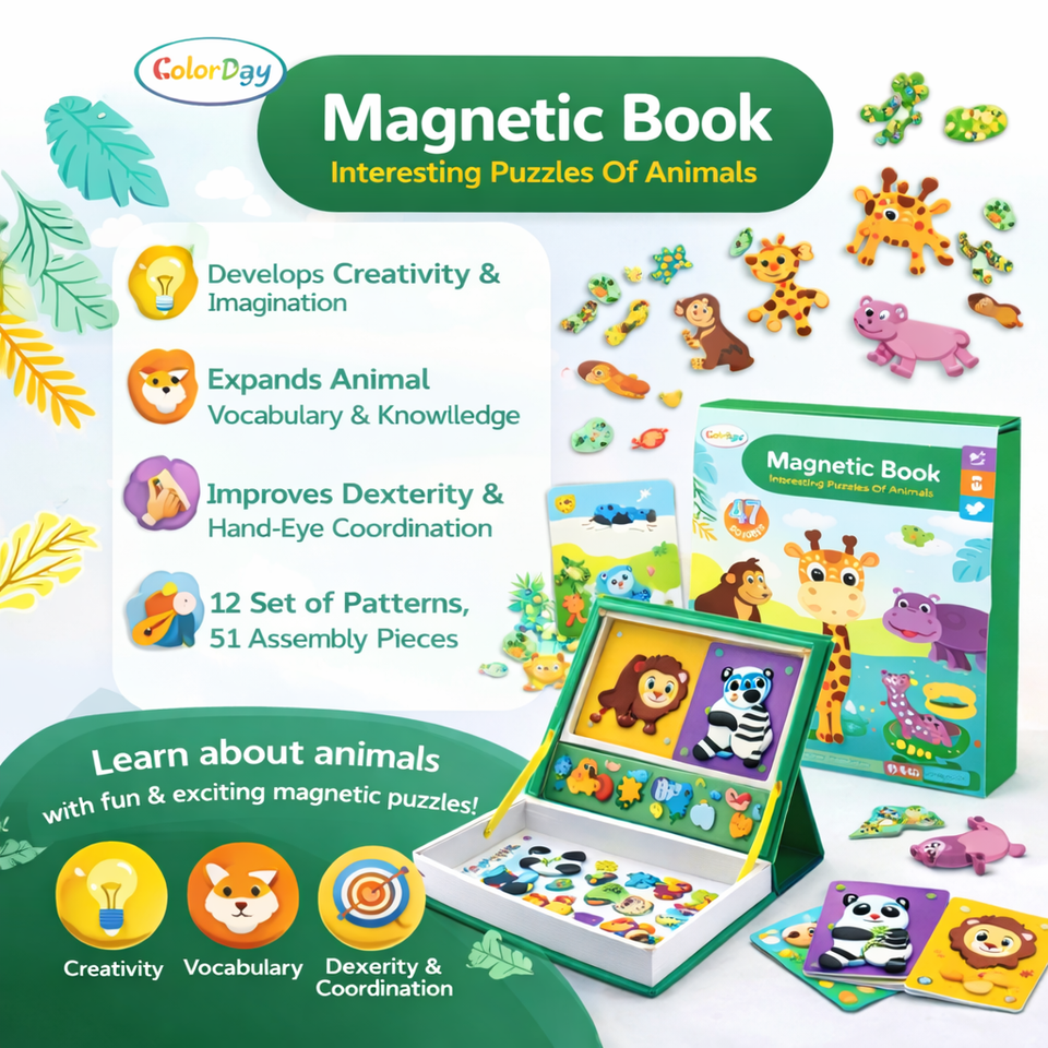 Magnetic Puzzle Book Safari Animals – image 6 – KiddieWink
