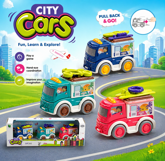 3Pcs Mini ABS Inertial City Cars Set