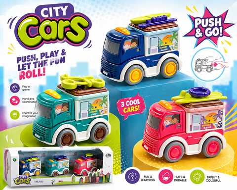 3Pcs Mini ABS Inertial City Cars Set