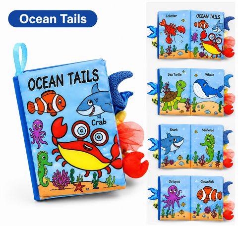 3D Crinkle Animal Tail Cloth Book for Toddlers