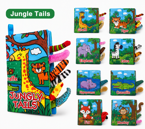 3D Crinkle Animal Tail Cloth Book for Toddlers