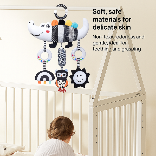 Montessori Baby Black And White Crocodile Stroller Toy