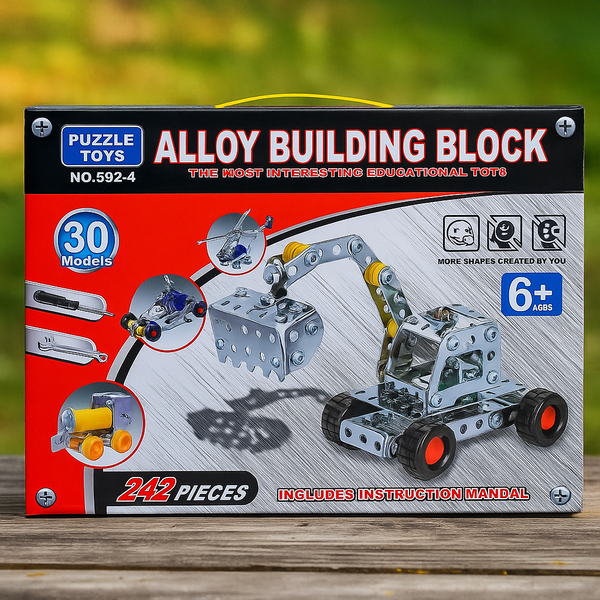Alloy Construction Truck Building Blocks Playset (242 Pcs)