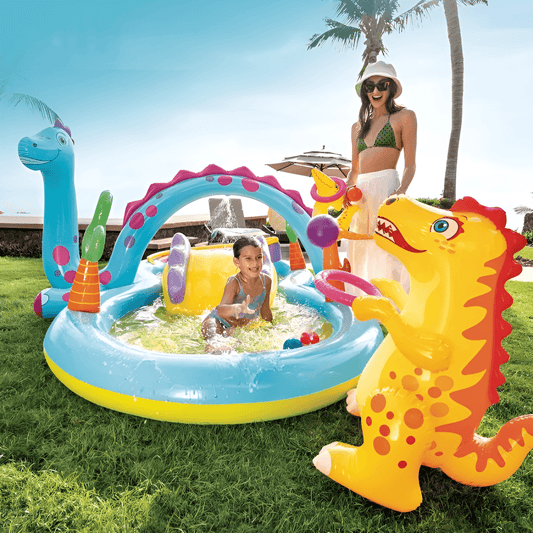 KiddieWink™ Inflatable Dinoland Theme Swimming Pool (131" x 90" x 44") For Kids - KiddieWink - Gifts They'll Love
