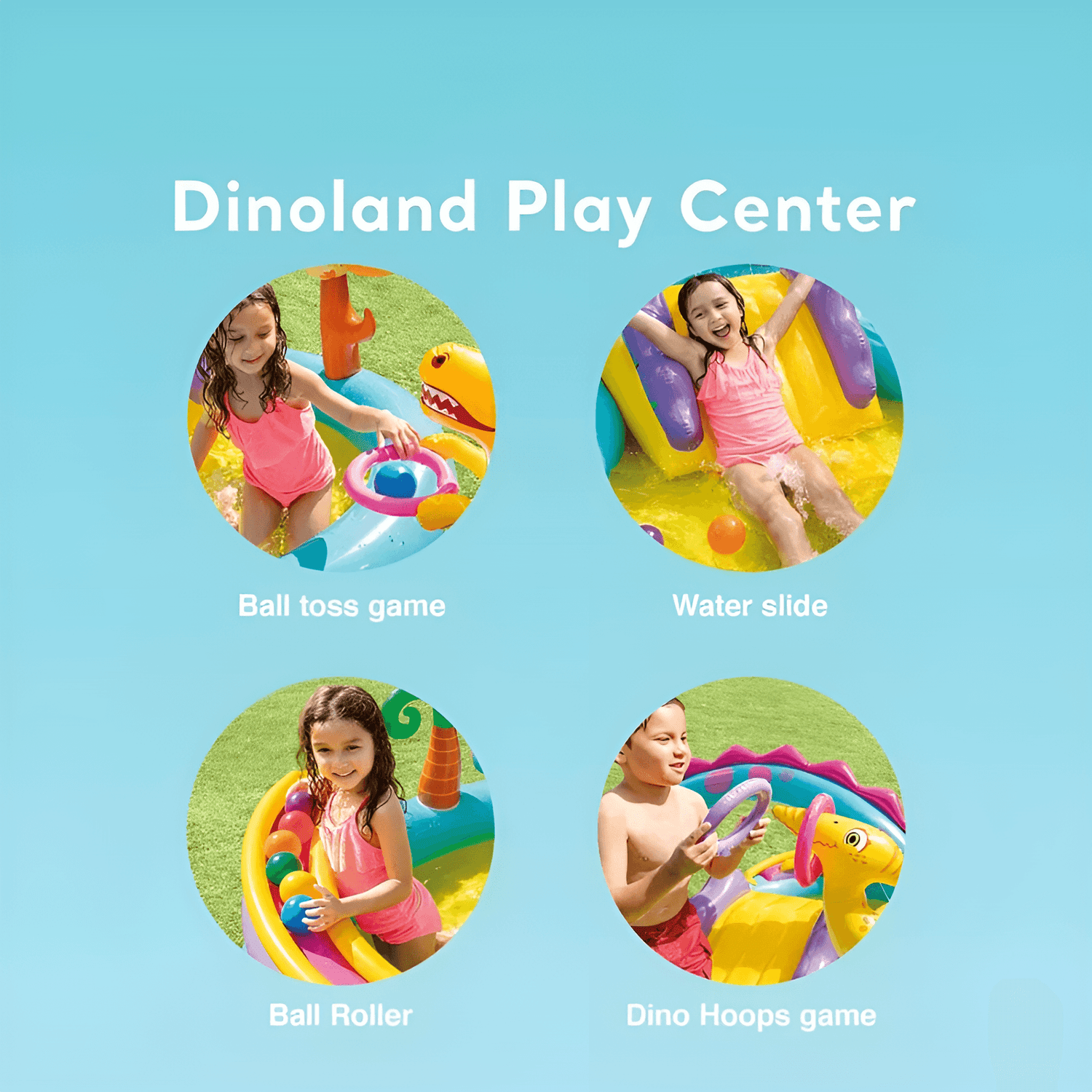 KiddieWink™ Inflatable Dinoland Theme Swimming Pool (131" x 90" x 44") For Kids - KiddieWink - Gifts They'll Love