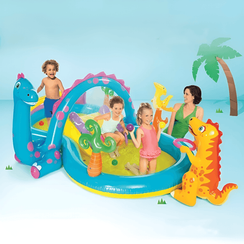 KiddieWink™ Inflatable Dinoland Theme Swimming Pool (131" x 90" x 44") For Kids - KiddieWink - Gifts They'll Love