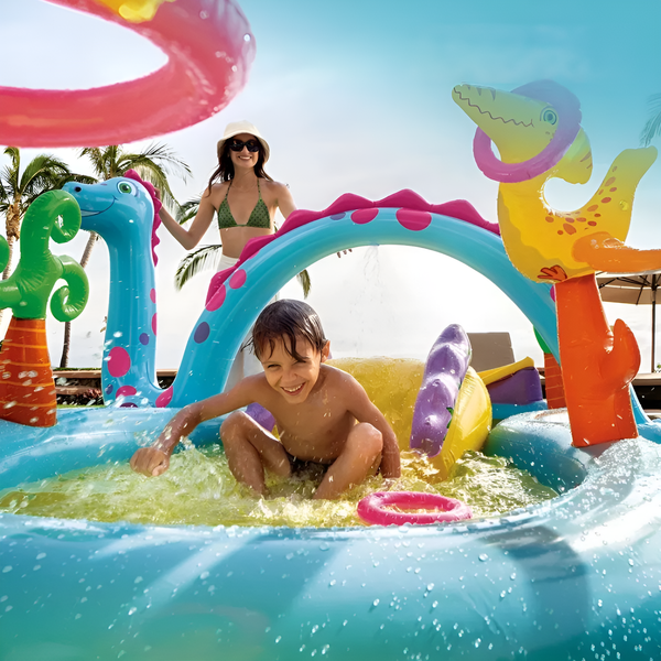 KiddieWink™ Inflatable Dinoland Theme Swimming Pool (131" x 90" x 44") For Kids
