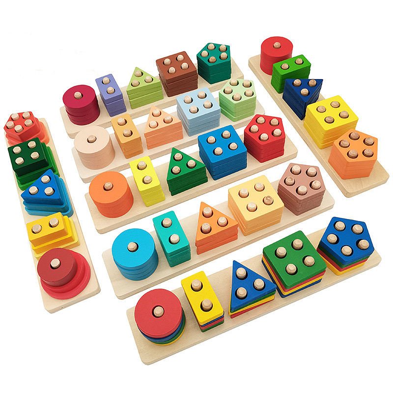 Wooden Toy Pentagonal Column 5 in 1 - KiddieWink - Gifts They'll Love